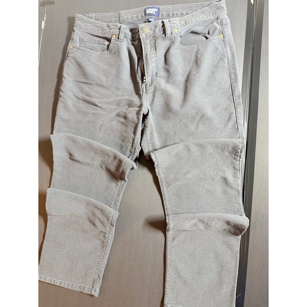Lands’ End Men’s 34x30 Pants Lot – Gray & Light Green Twill Casual Trousers - Picture 2 of 8
